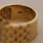 Vintage 1970s - 1980s 18K Yellow Gold and Diamond Sapphire Watch Ring, Size US 6 - Drop 12