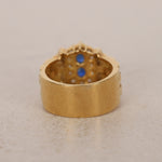 Vintage 1970s - 1980s 18K Yellow Gold and Diamond Sapphire Watch Ring, Size US 6 - Drop 12