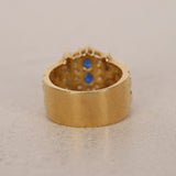 Vintage 1970s - 1980s 18K Yellow Gold and Diamond Sapphire Watch Ring, Size US 6 - Drop 12