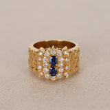 18K Yellow Gold and Diamond Sapphire Watch Ring, Size US 6