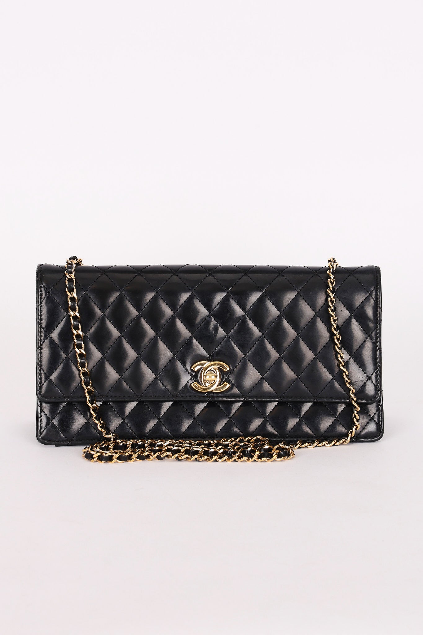 Chanel East West Single Flap Black Patent 2012 GHW