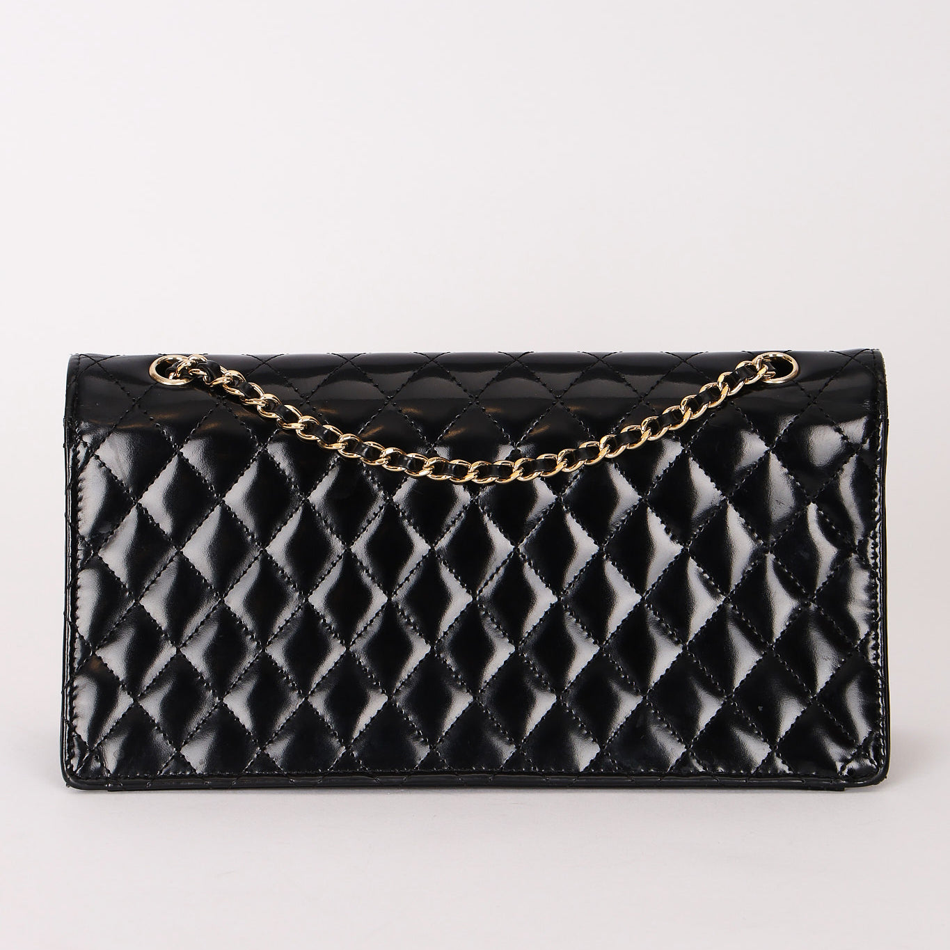 Chanel East West Single Flap Black Patent 2012 GHW