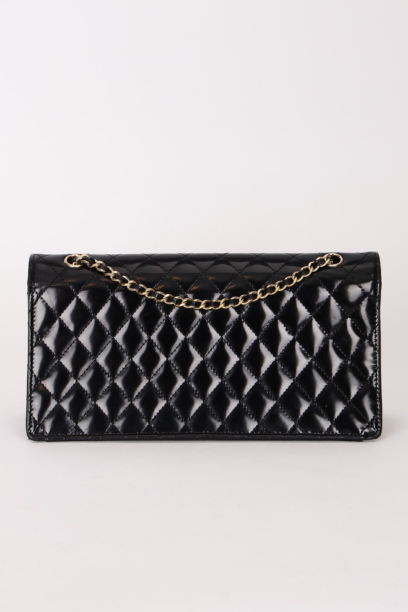 Chanel East West Single Flap Black Patent 2012 GHW