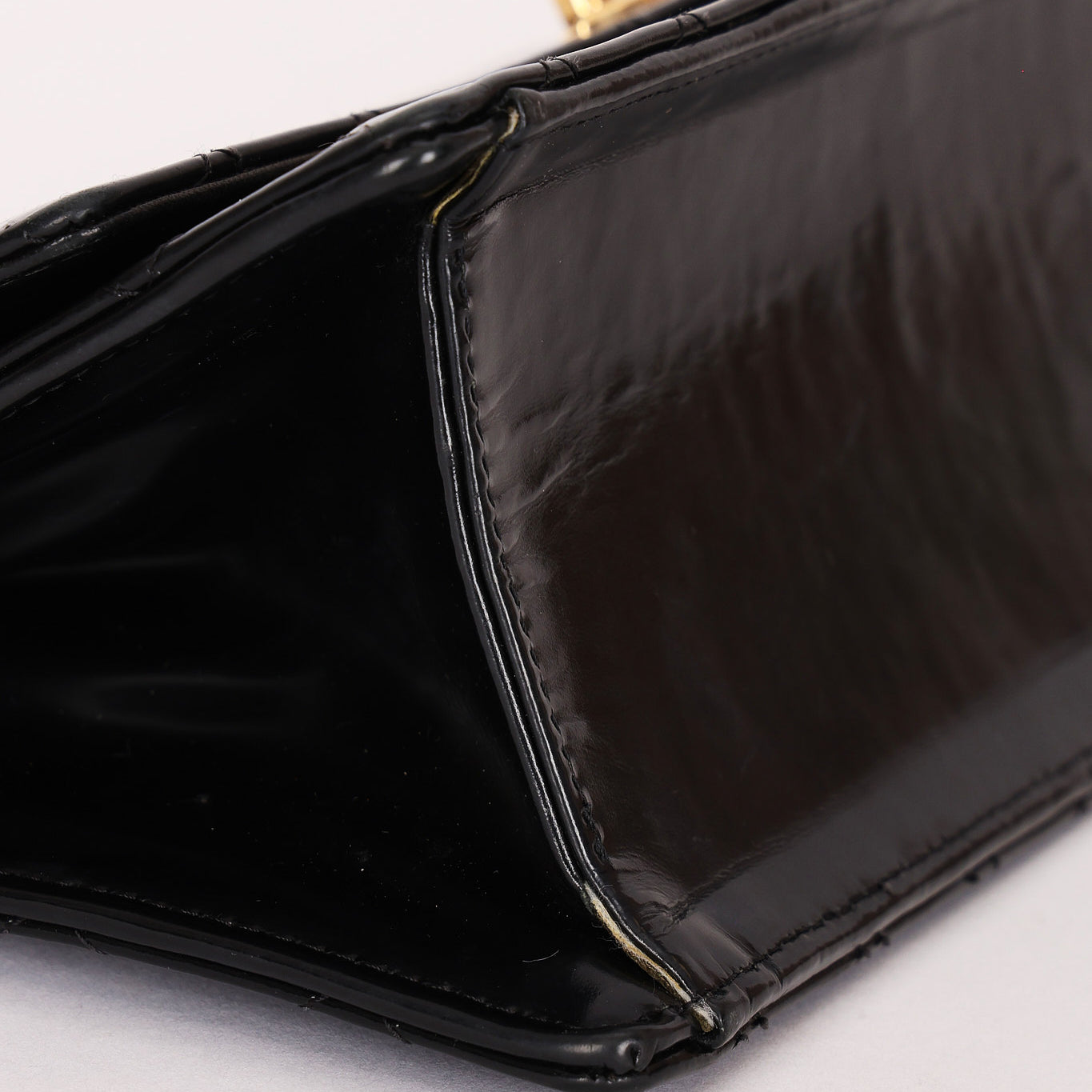 Chanel East West Single Flap Black Patent 2012 GHW