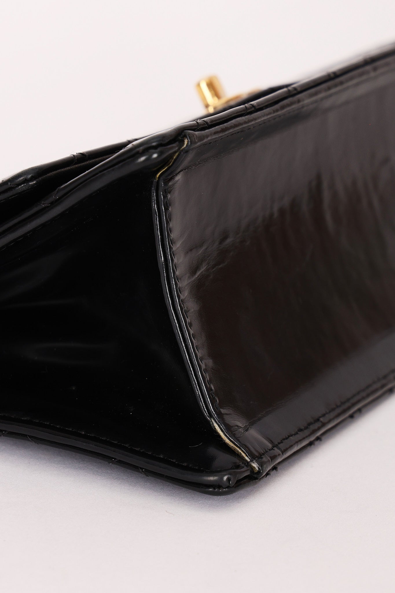 Chanel East West Single Flap Black Patent 2012 GHW