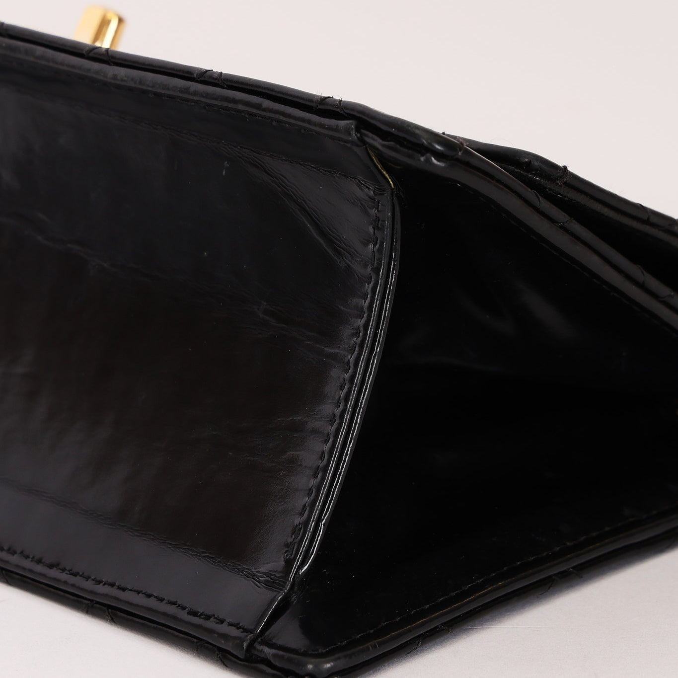 Chanel East West Single Flap Black Patent 2012 GHW