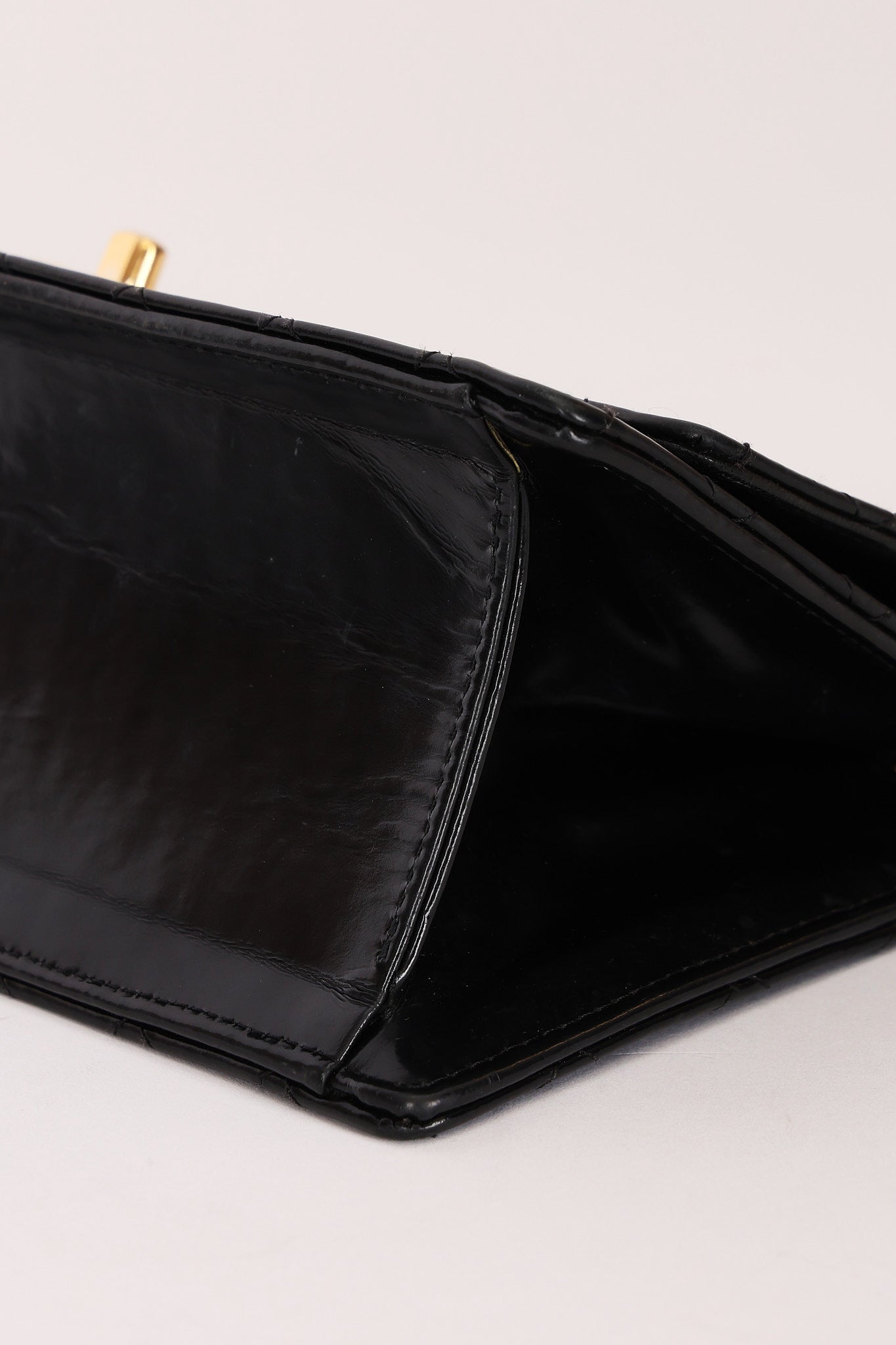 Chanel East West Single Flap Black Patent 2012 GHW