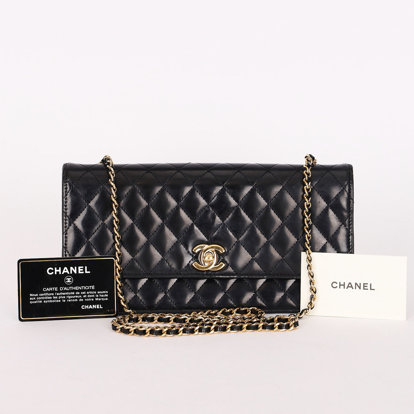 Chanel East West Single Flap Black Patent 2012 GHW
