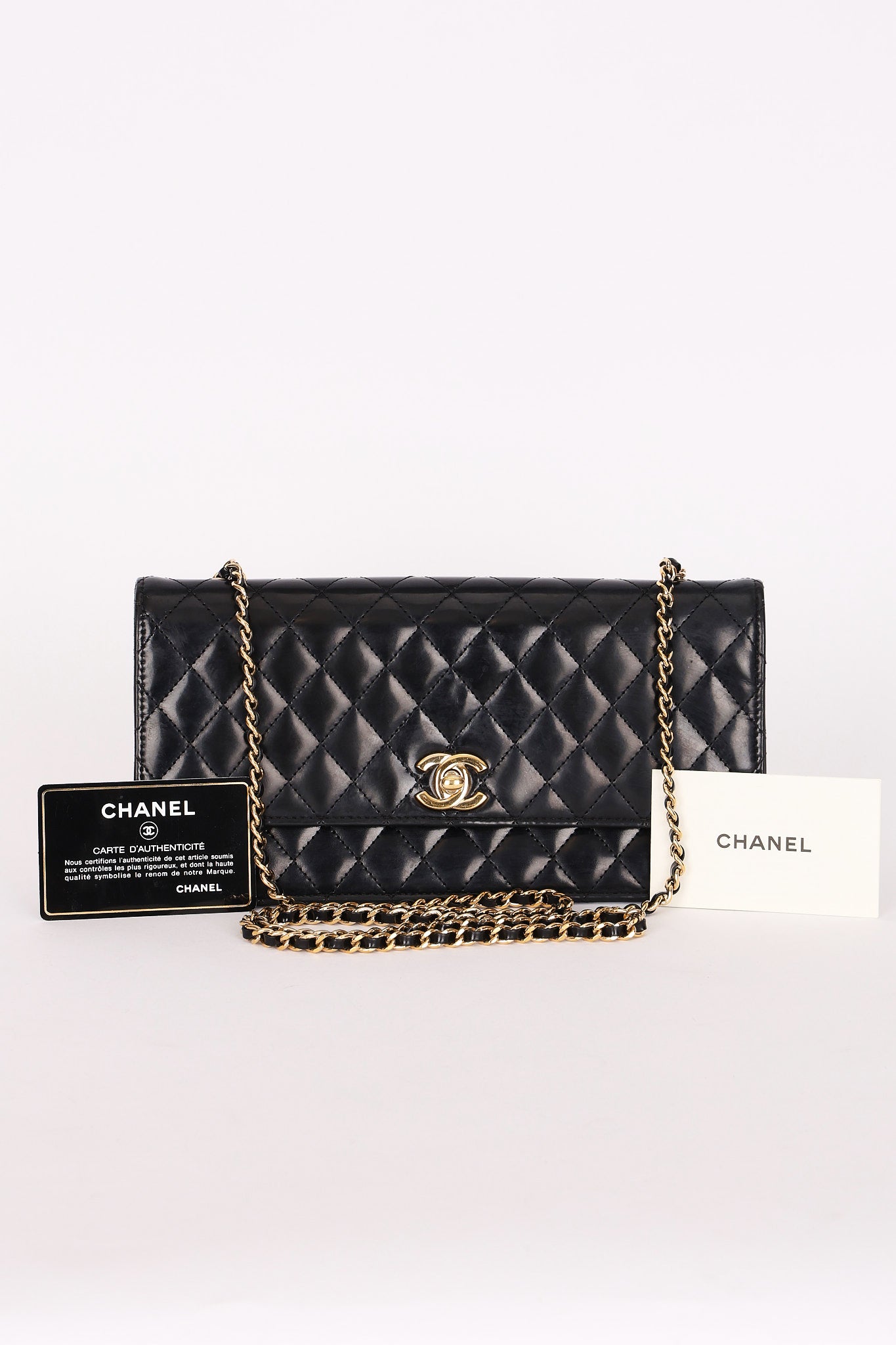 Chanel East West Single Flap Black Patent 2012 GHW