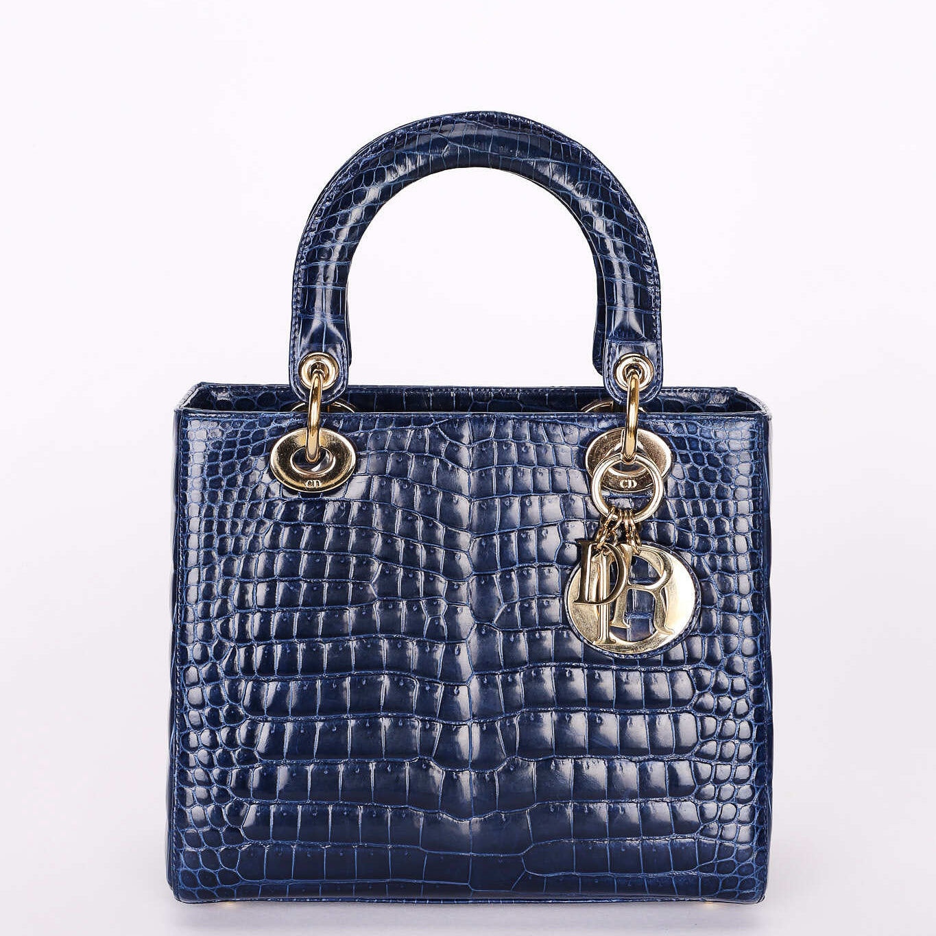 Ultra-Rare Dior Medium Lady Blue Navy Crocodile 2016