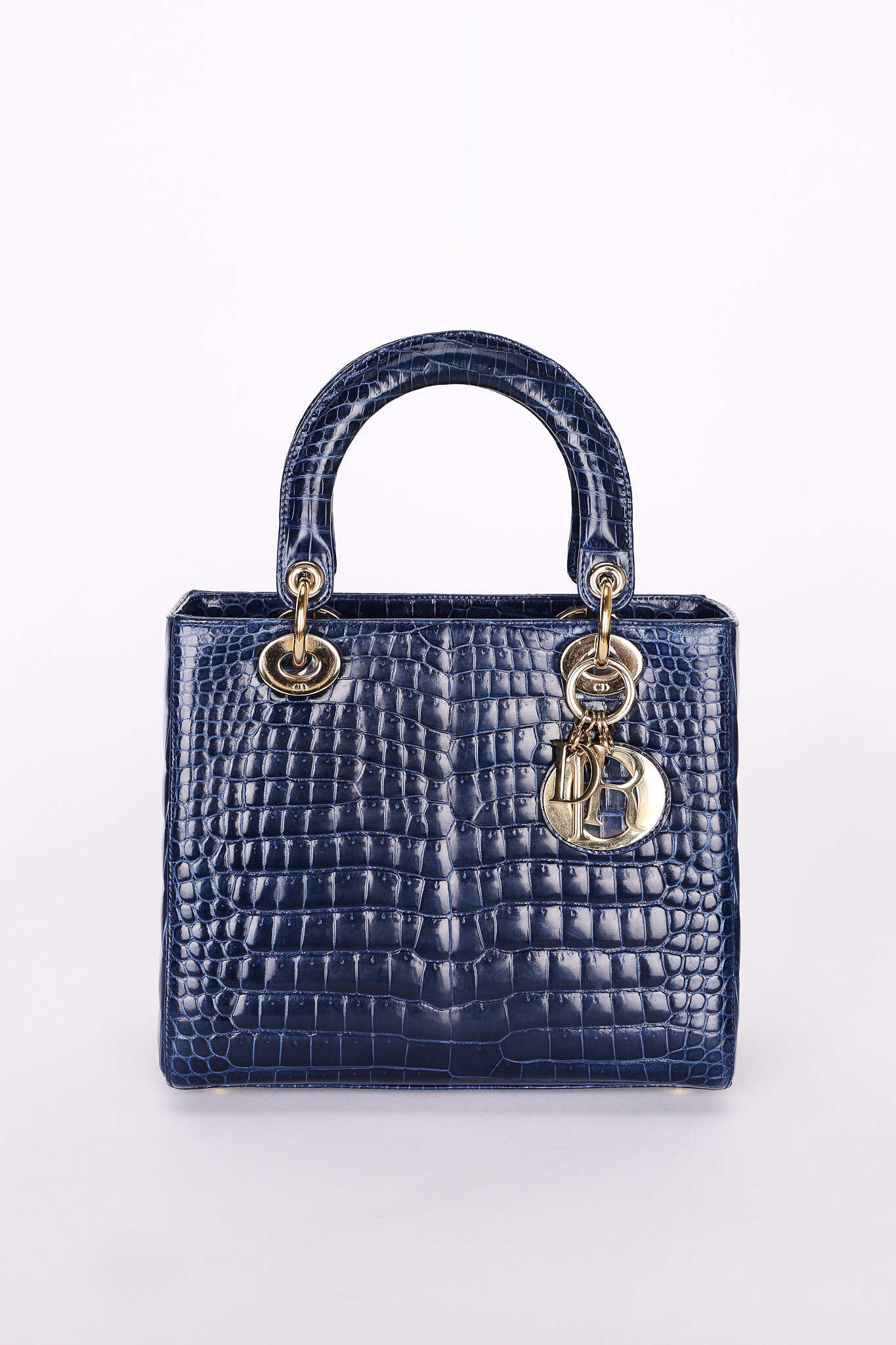 Ultra-Rare Dior Medium Lady Blue Navy Crocodile 2016