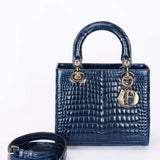 Ultra-Rare Dior Medium Lady Blue Navy Crocodile 2016