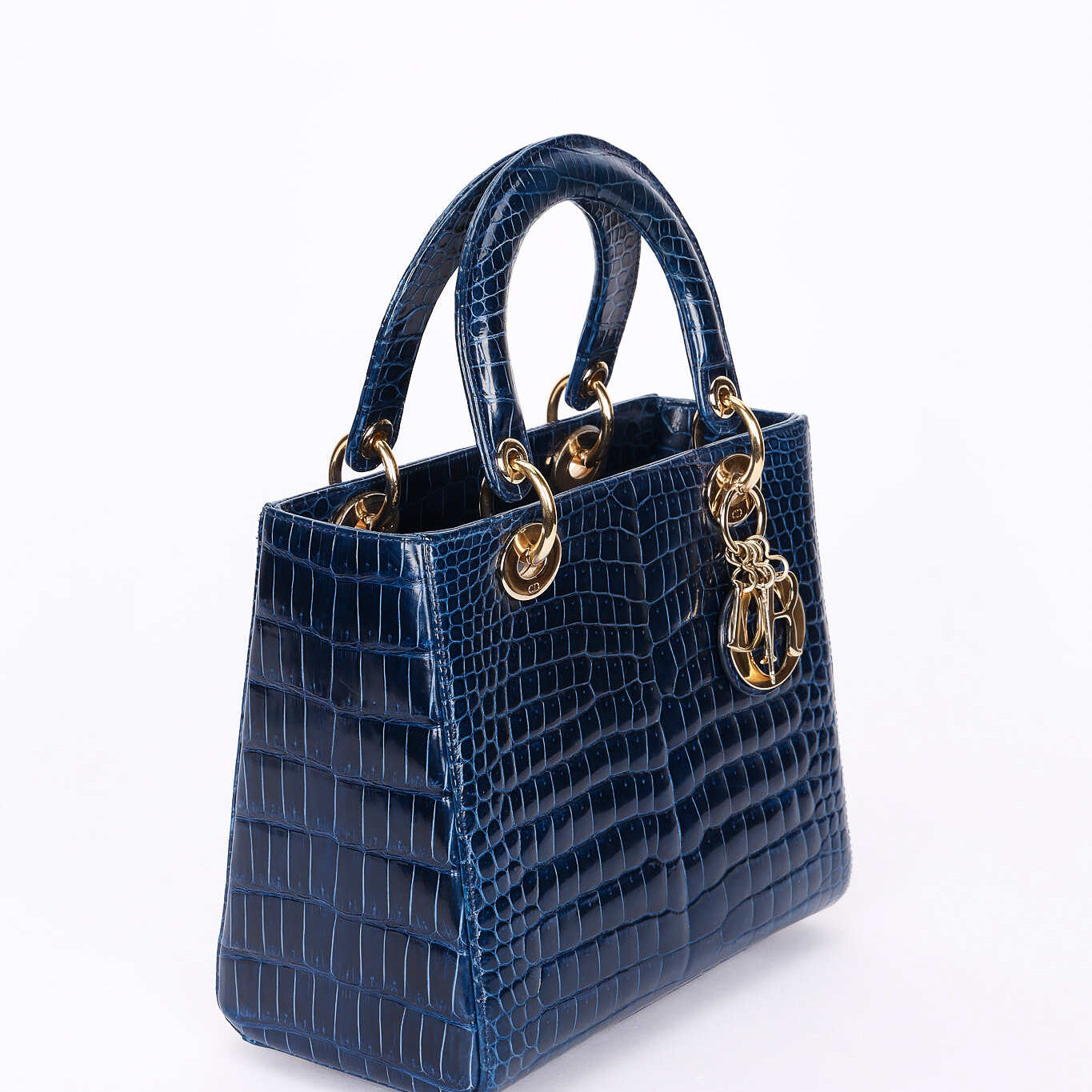 Ultra-Rare Dior Medium Lady Blue Navy Crocodile 2016