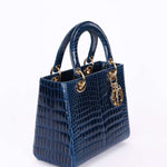 Ultra-Rare Dior Medium Lady Blue Navy Crocodile 2016