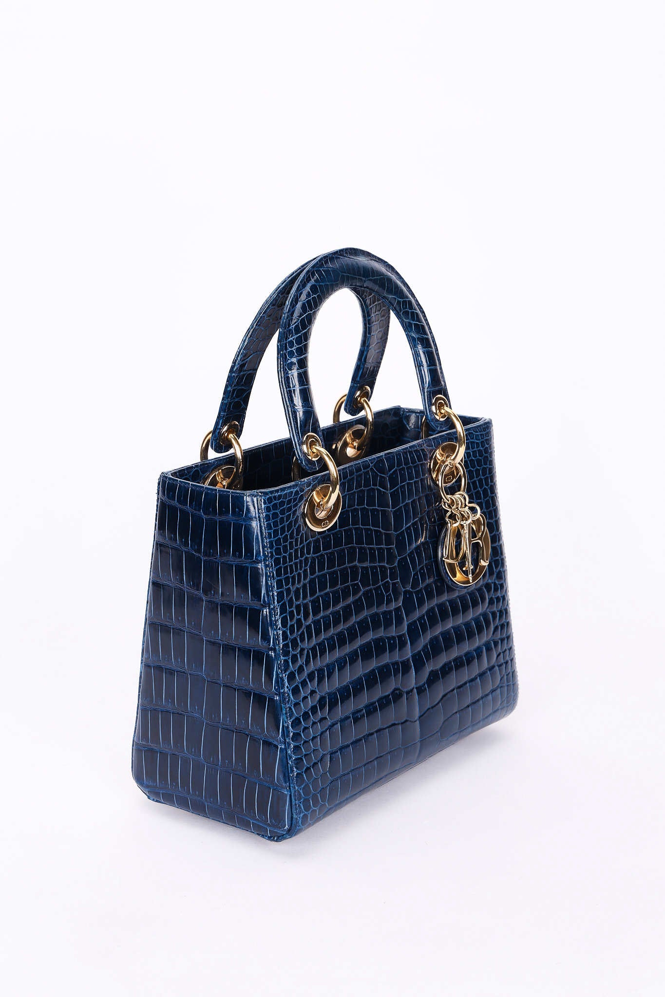 Ultra-Rare Dior Medium Lady Blue Navy Crocodile 2016