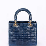 Ultra-Rare Dior Medium Lady Blue Navy Crocodile 2016