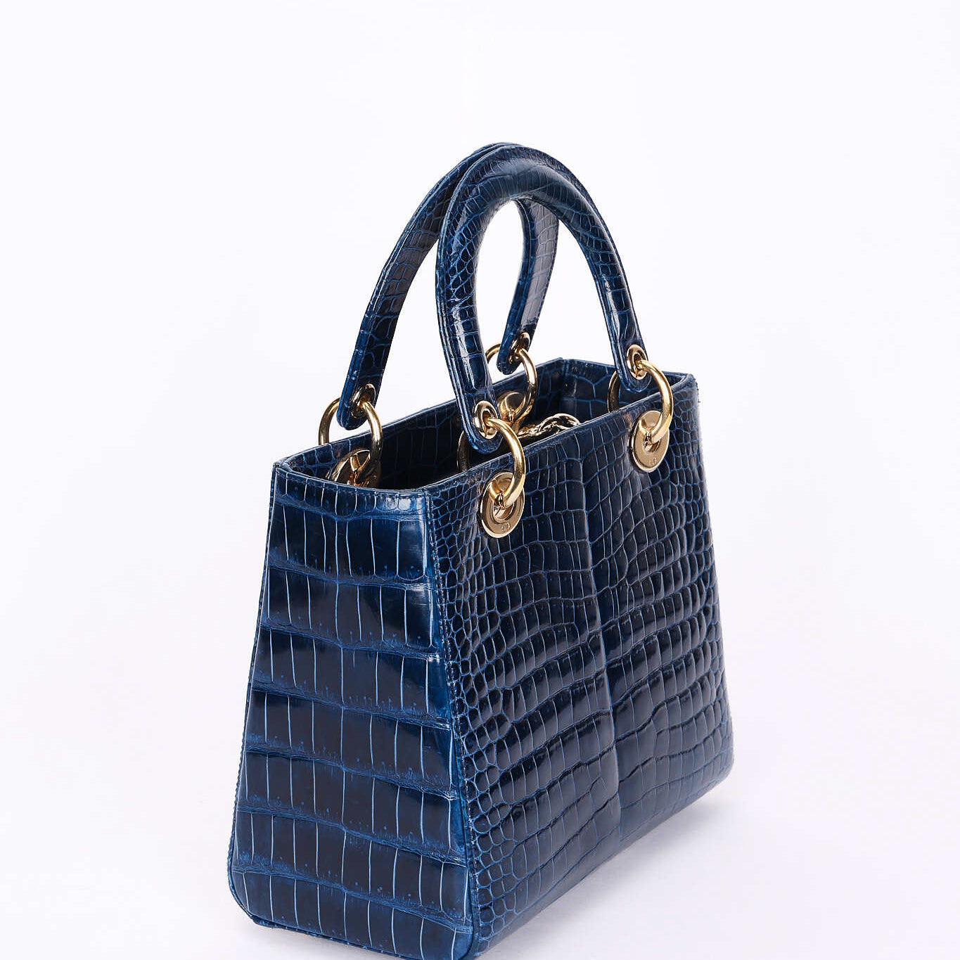 Ultra-Rare Dior Medium Lady Blue Navy Crocodile 2016
