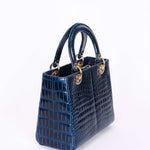 Ultra-Rare Dior Medium Lady Blue Navy Crocodile 2016