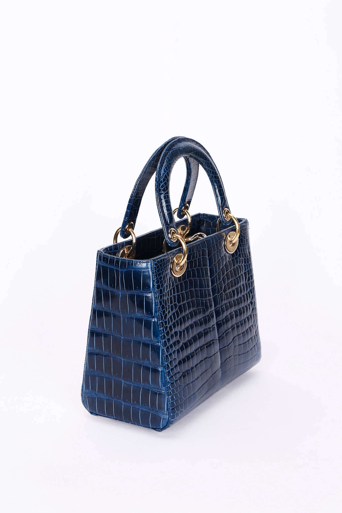 Ultra-Rare Dior Medium Lady Blue Navy Crocodile 2016