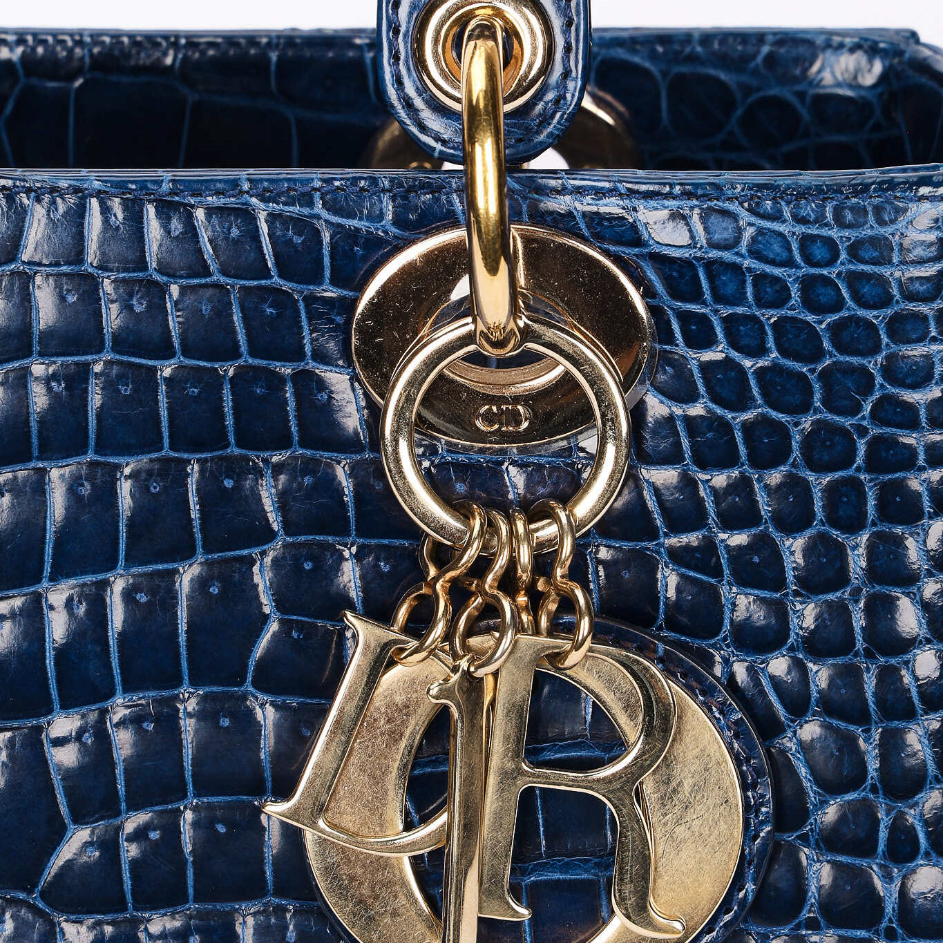 Ultra-Rare Dior Medium Lady Blue Navy Crocodile 2016
