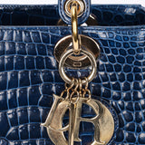 Ultra-Rare Dior Medium Lady Blue Navy Crocodile 2016