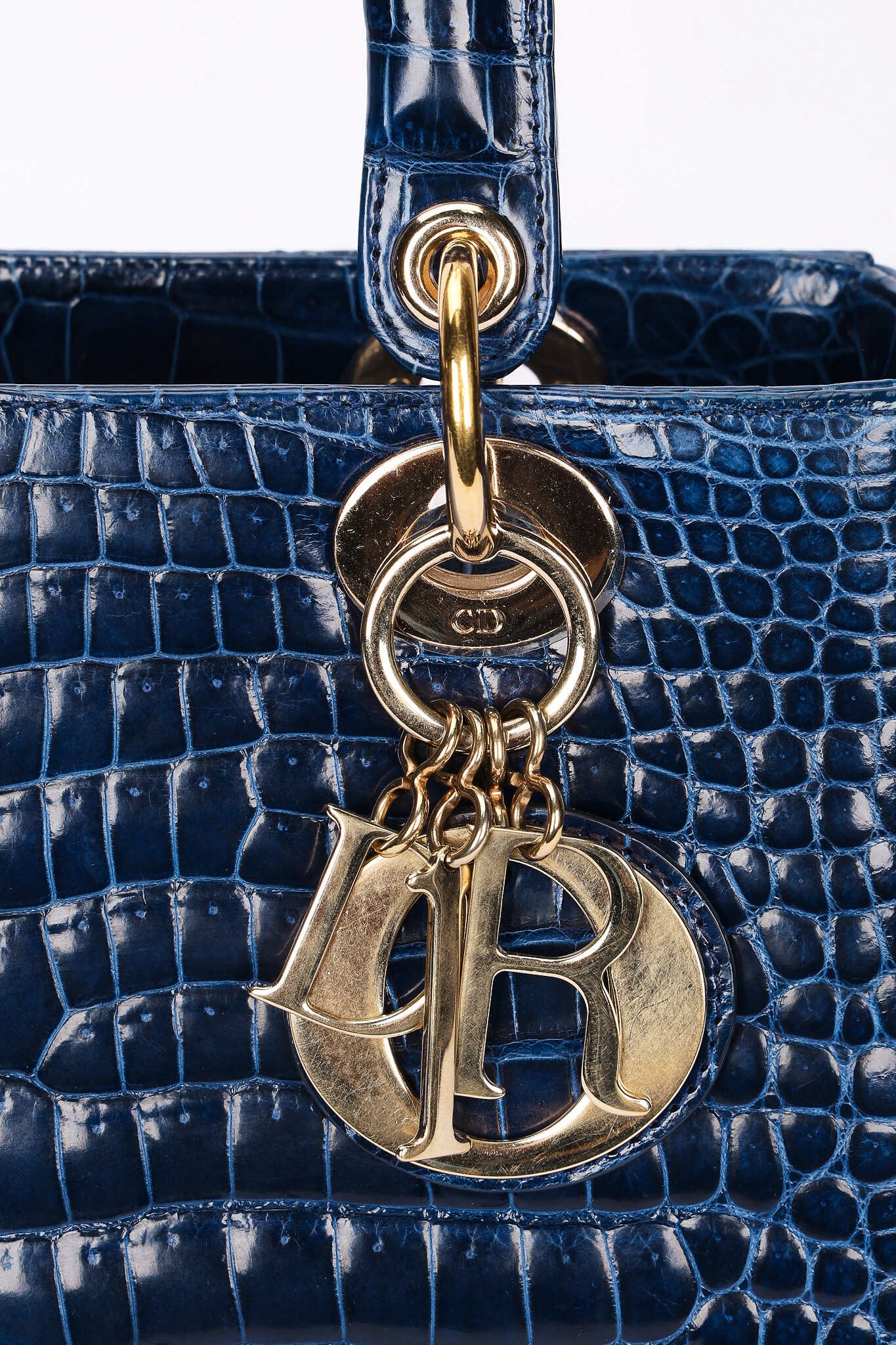 Ultra-Rare Dior Medium Lady Blue Navy Crocodile 2016