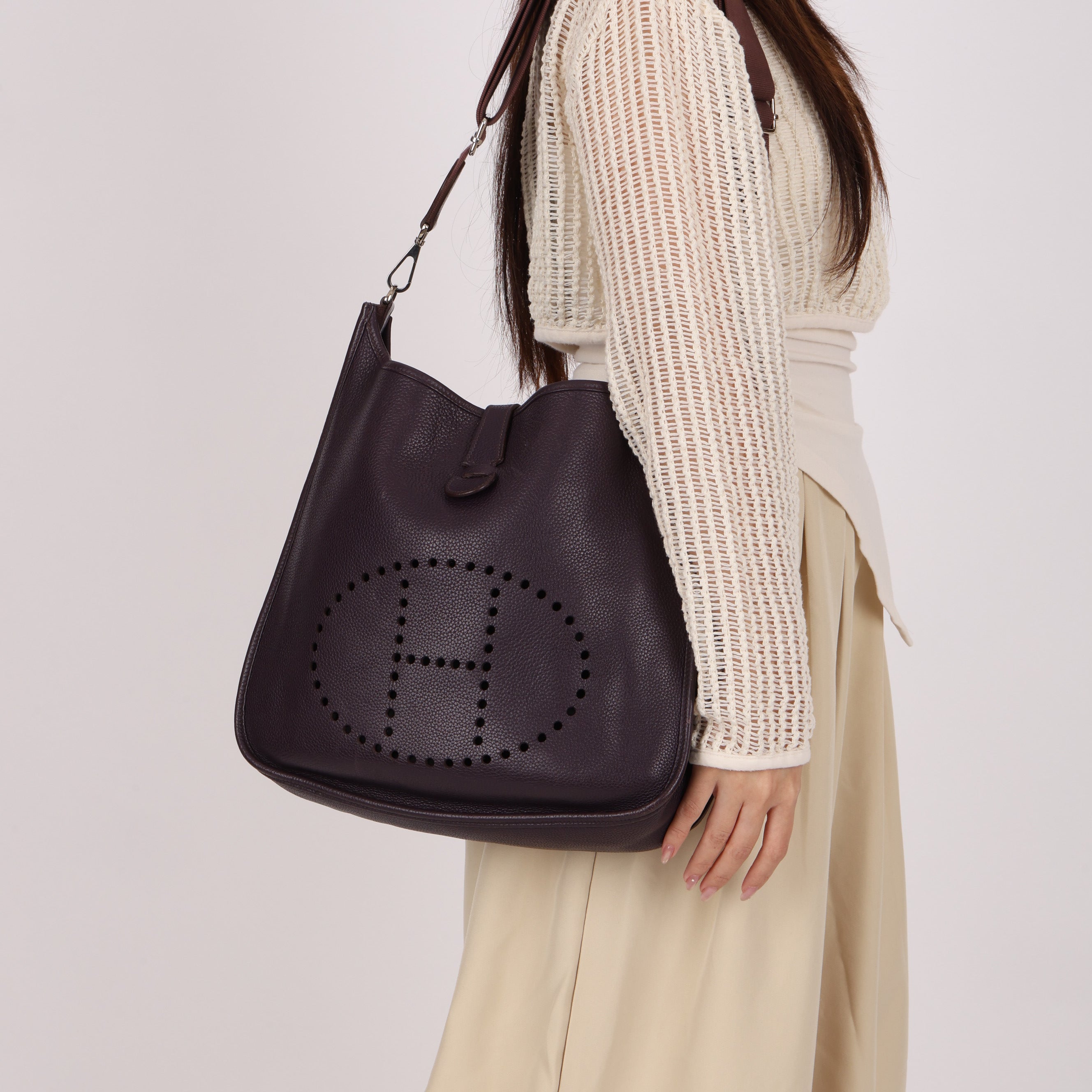 Hermès Evelyne GM Violette Taurillon Clemence 2014 PHW
