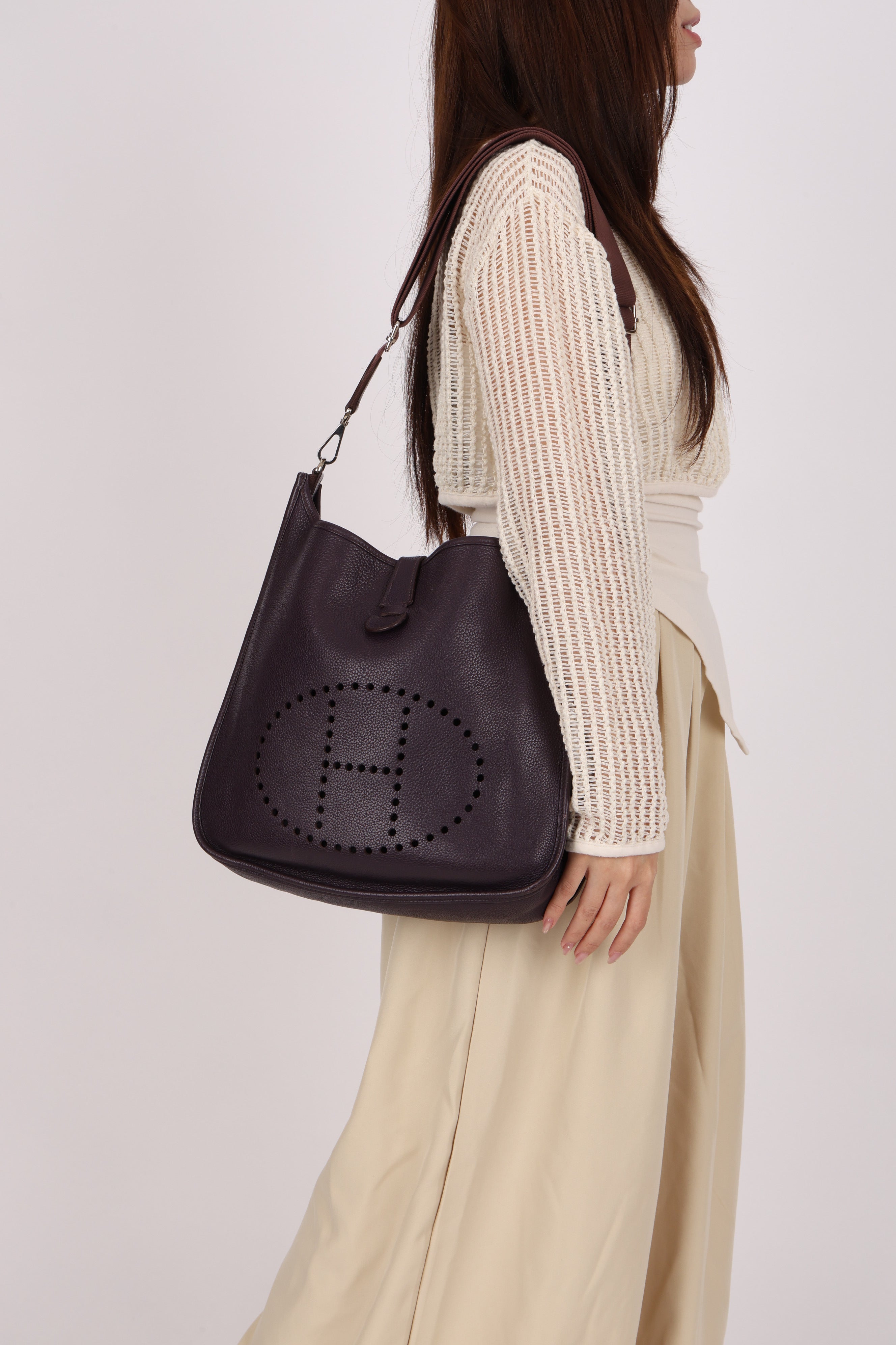 Hermès Evelyne GM Violette Taurillon Clemence 2014 PHW
