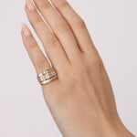 18K Yellow Gold Brilliant and Baguette Diamond Ridge Ring, Size US 4.5
