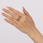 18K Yellow Gold Ruby and Diamond Floral Halo Ring, Size US 6.25