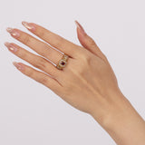 18K Yellow Gold Ruby and Diamond Floral Halo Ring, Size US 6.25