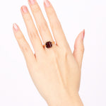 Vintage 18K Yellow Gold Garnet Cocktail Ring, Size US 7