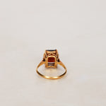 Vintage 18K Yellow Gold Garnet Cocktail Ring, Size US 7