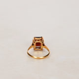 Vintage 18K Yellow Gold Garnet Cocktail Ring, Size US 7