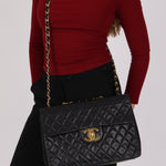 Chanel Maxi Classic Single Flap Black Lambskin 24K GP