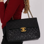 Chanel Maxi Classic Single Flap Black Lambskin 24K GP