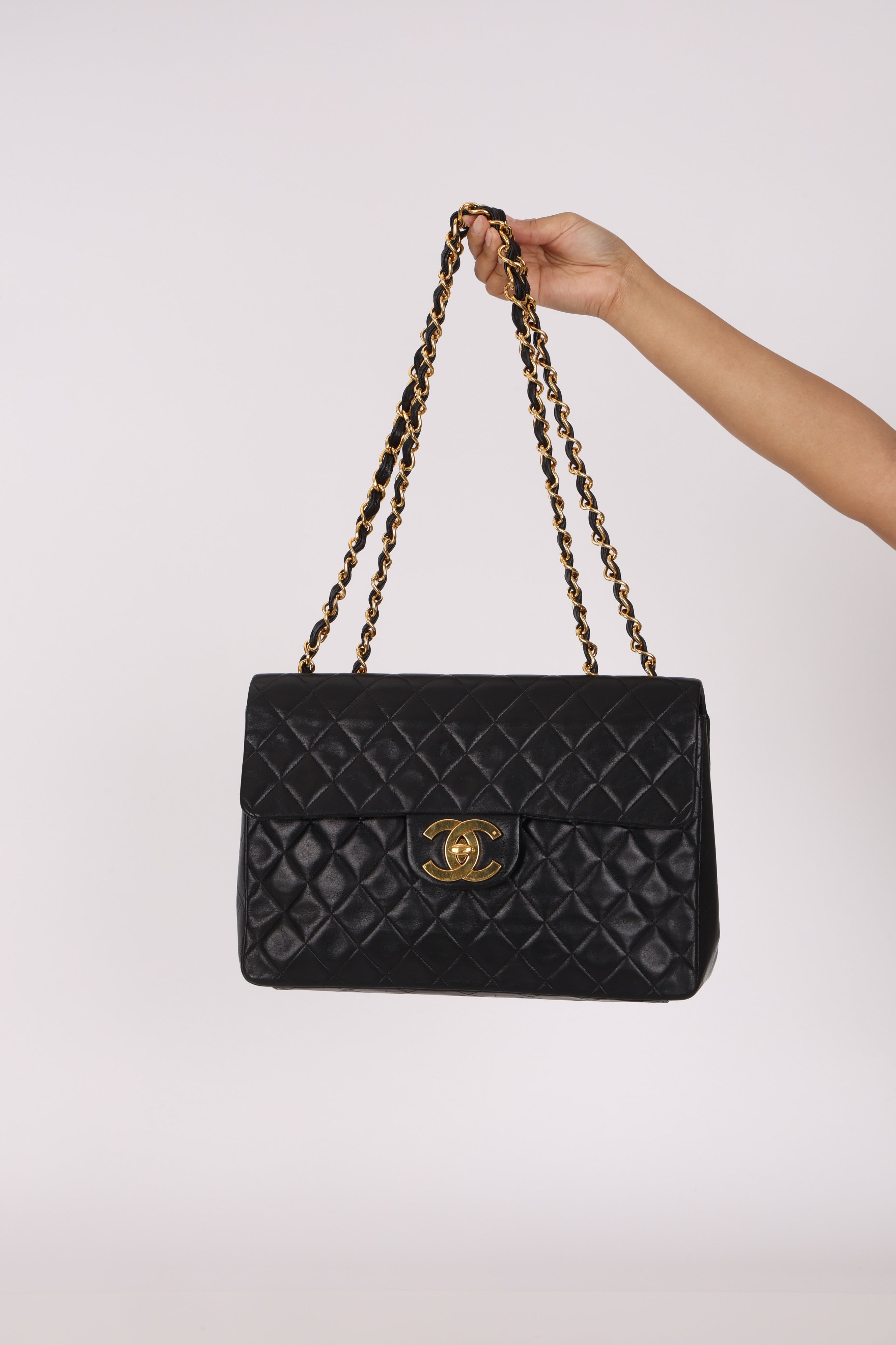 Chanel Maxi Classic Single Flap Black Lambskin 24K GP