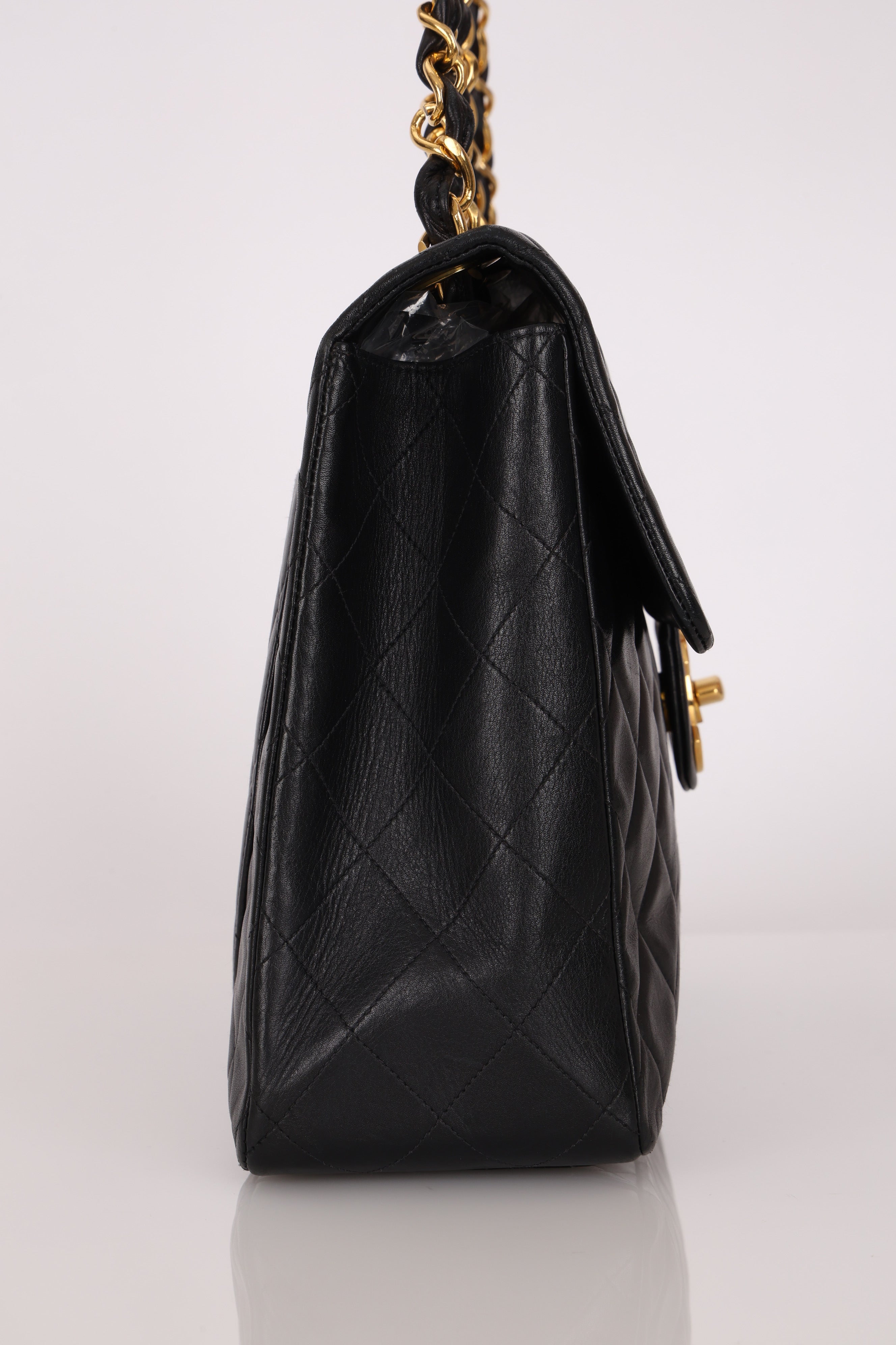 Chanel Maxi Classic Single Flap Black Lambskin 24K GP