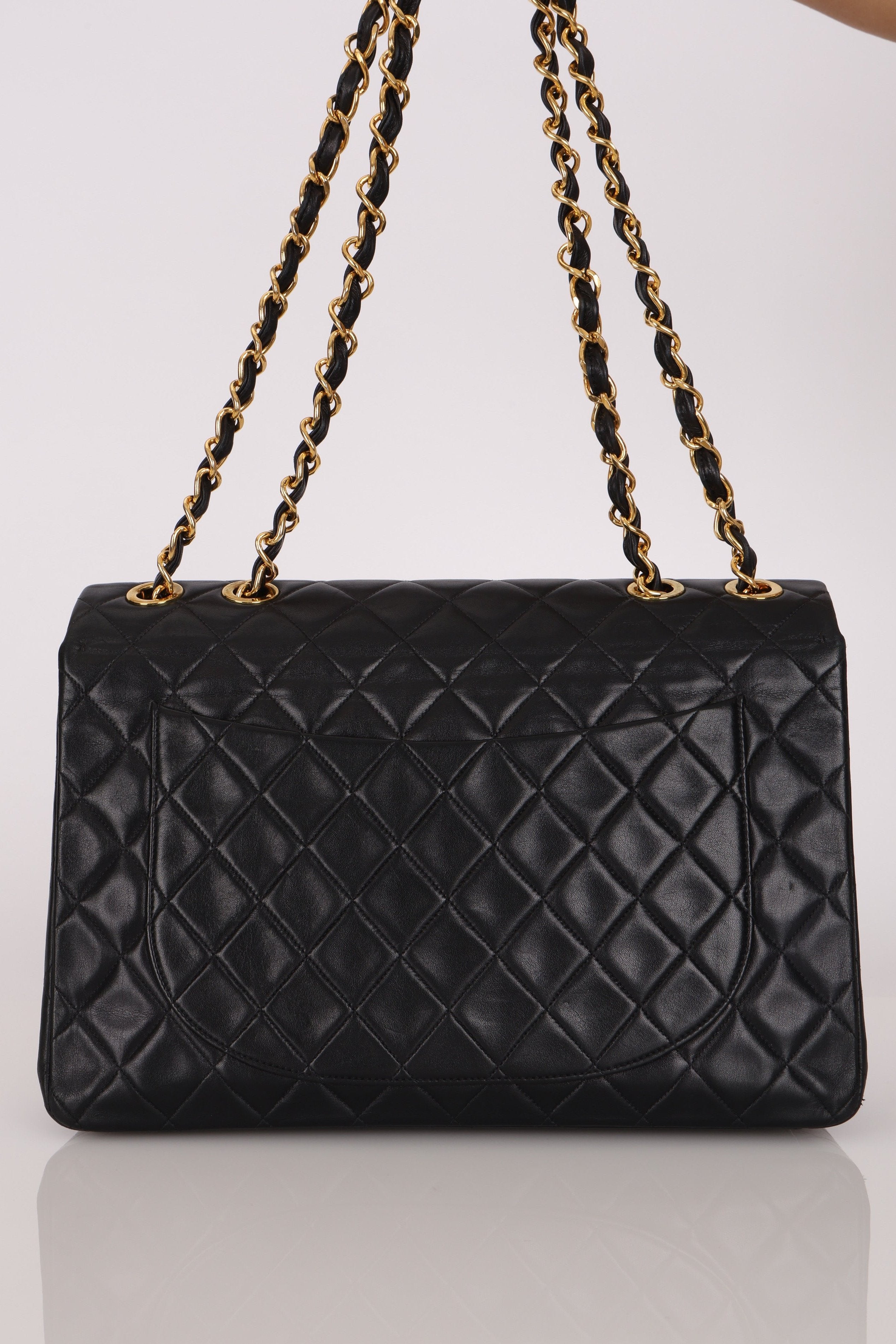Chanel Maxi Classic Single Flap Black Lambskin 24K GP