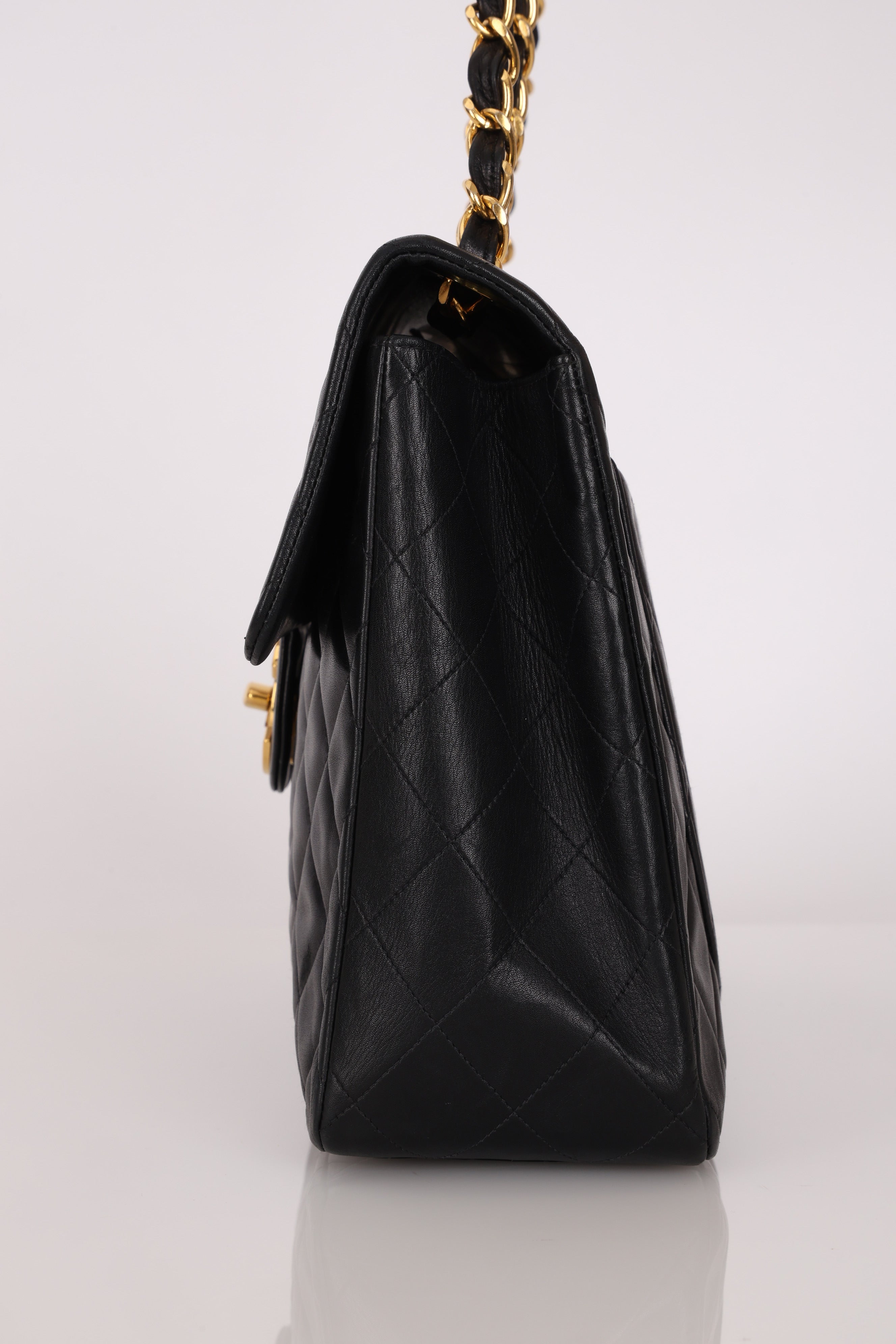 Chanel Maxi Classic Single Flap Black Lambskin 24K GP