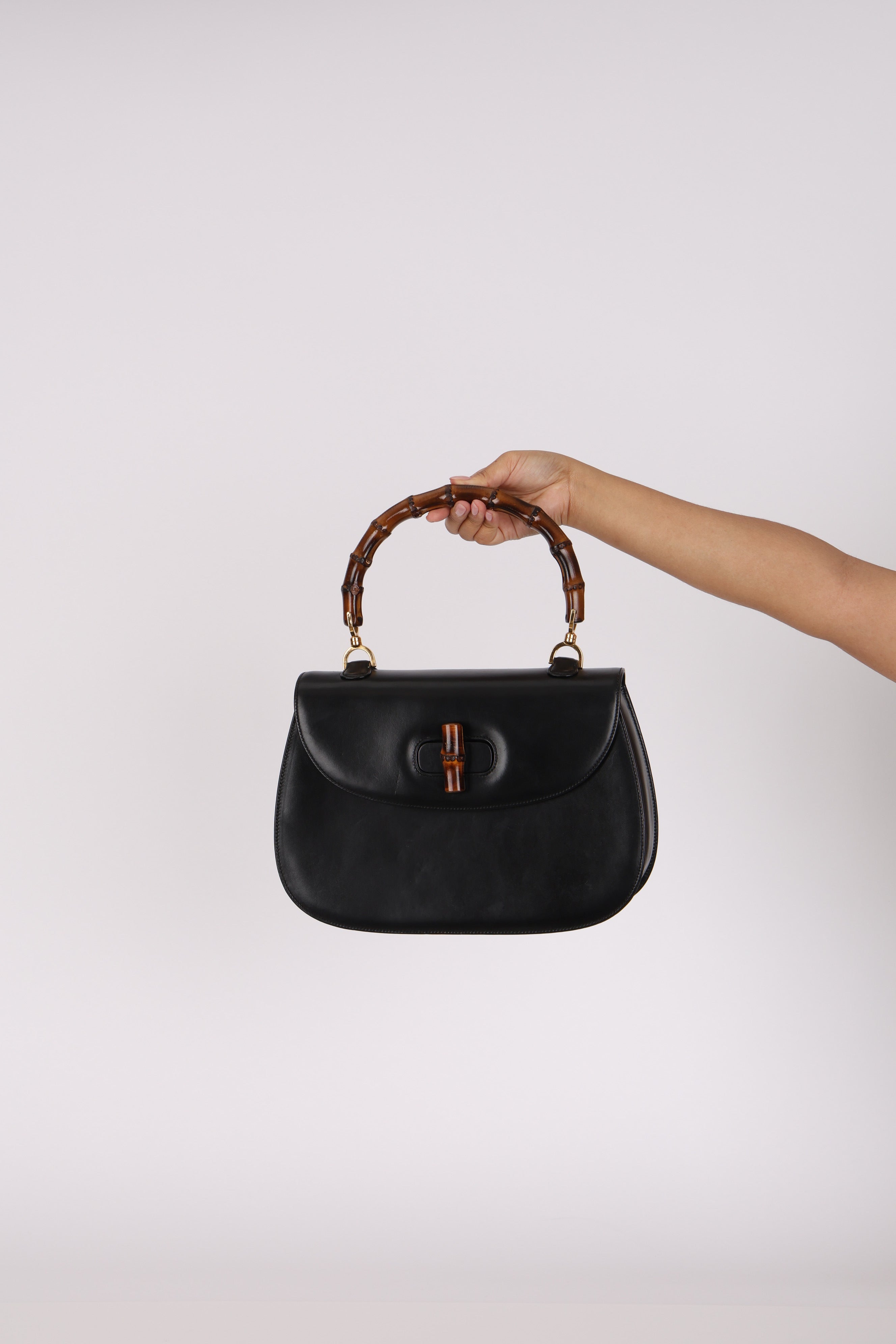 Gucci Leather Bamboo Top Handle Bag