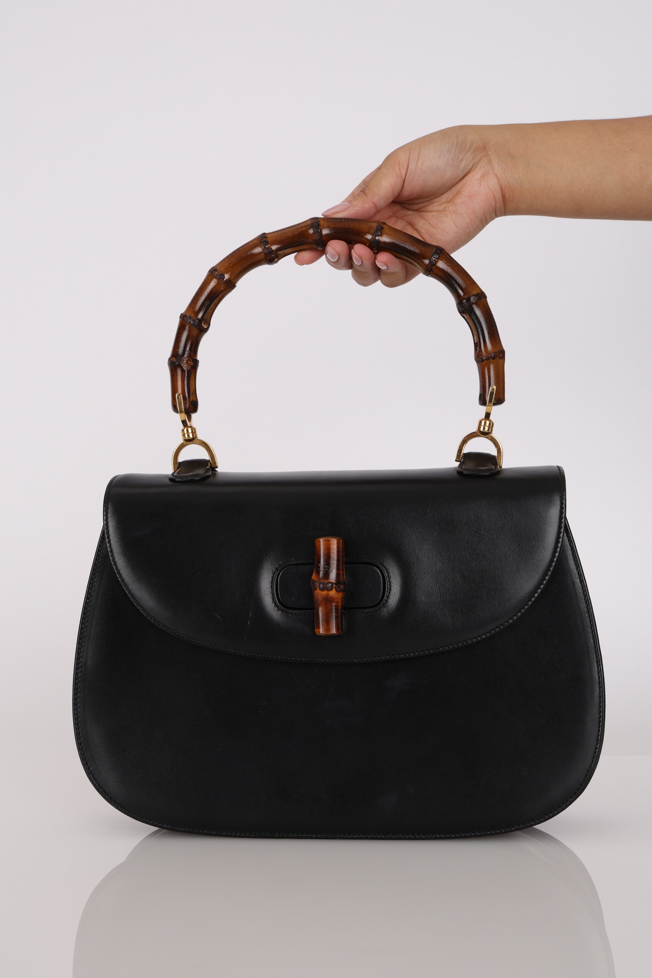Gucci Leather Bamboo Top Handle Bag