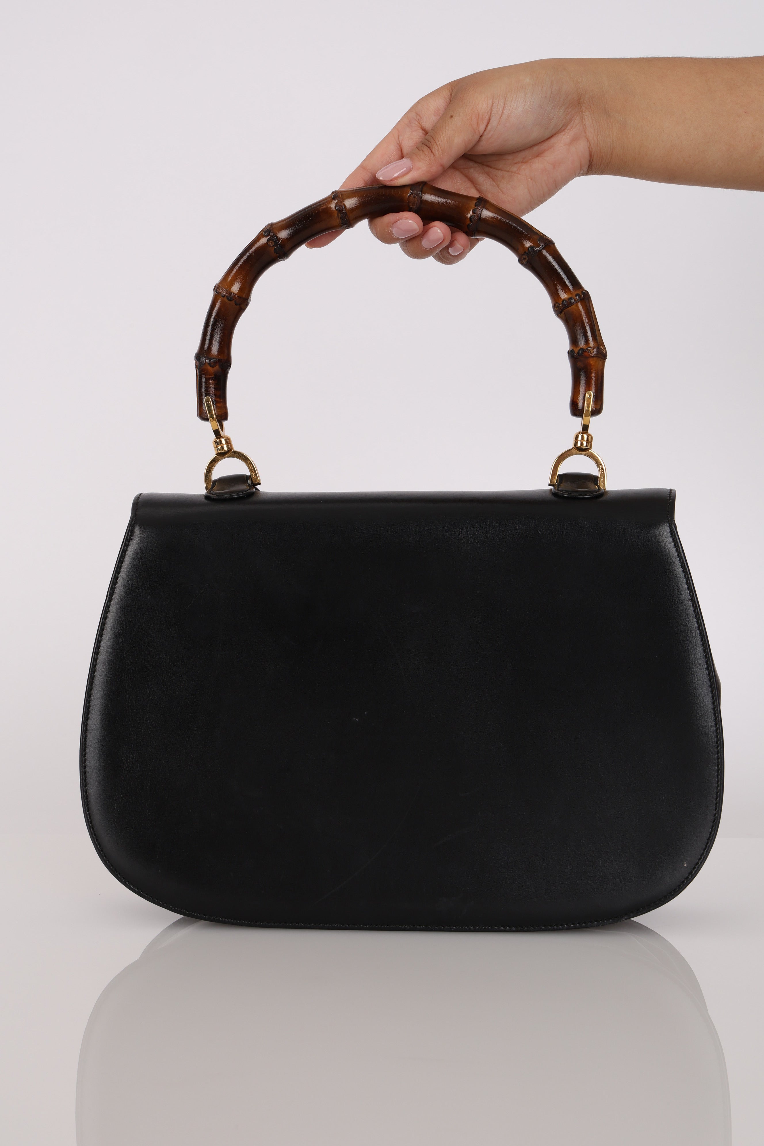 Gucci Leather Bamboo Top Handle Bag