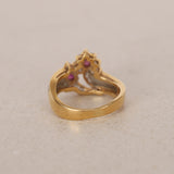 18K Yellow Gold Ruby and Diamond Duo Halo Ring, Size US 5