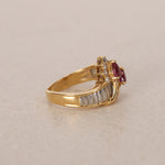 18K Yellow Gold Ruby and Diamond Duo Halo Ring, Size US 5