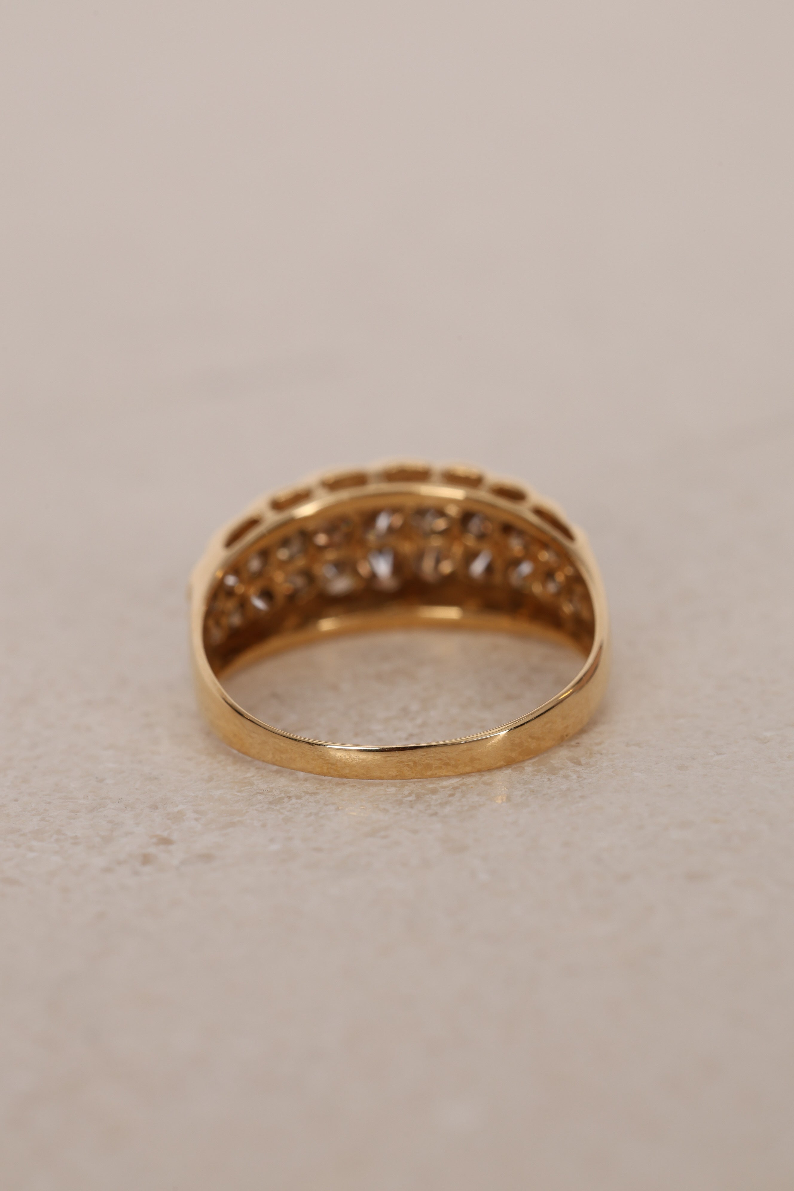 18K Yellow Gold Cognac Diamond Ridged Channel Ring, Size US 8.5 - Drop 16