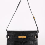 Saint Laurent Manhattan Croc Embossed Shoulder Bag