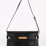 Saint Laurent Manhattan Croc Embossed Shoulder Bag
