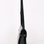 Saint Laurent Manhattan Croc Embossed Shoulder Bag