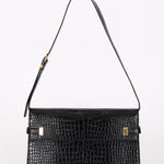 Saint Laurent Manhattan Croc Embossed Shoulder Bag